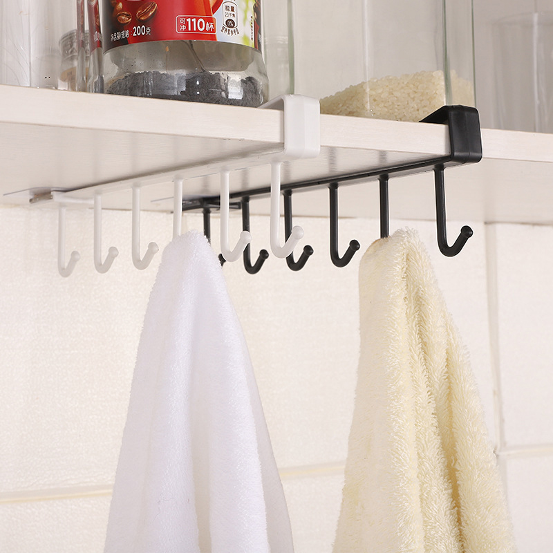 Jet Home Bathroom Accessories - 6-Haken-Aufbewahrungsregal aus Kunststoff, Hängeregal für unter
