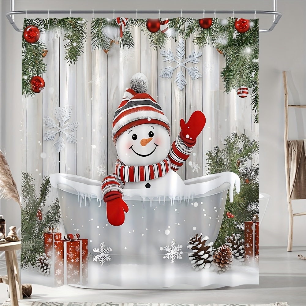 Home Bathroom Design Ideas - „Weihnachtsschneemann-Duschvorhang – festliches Design für den