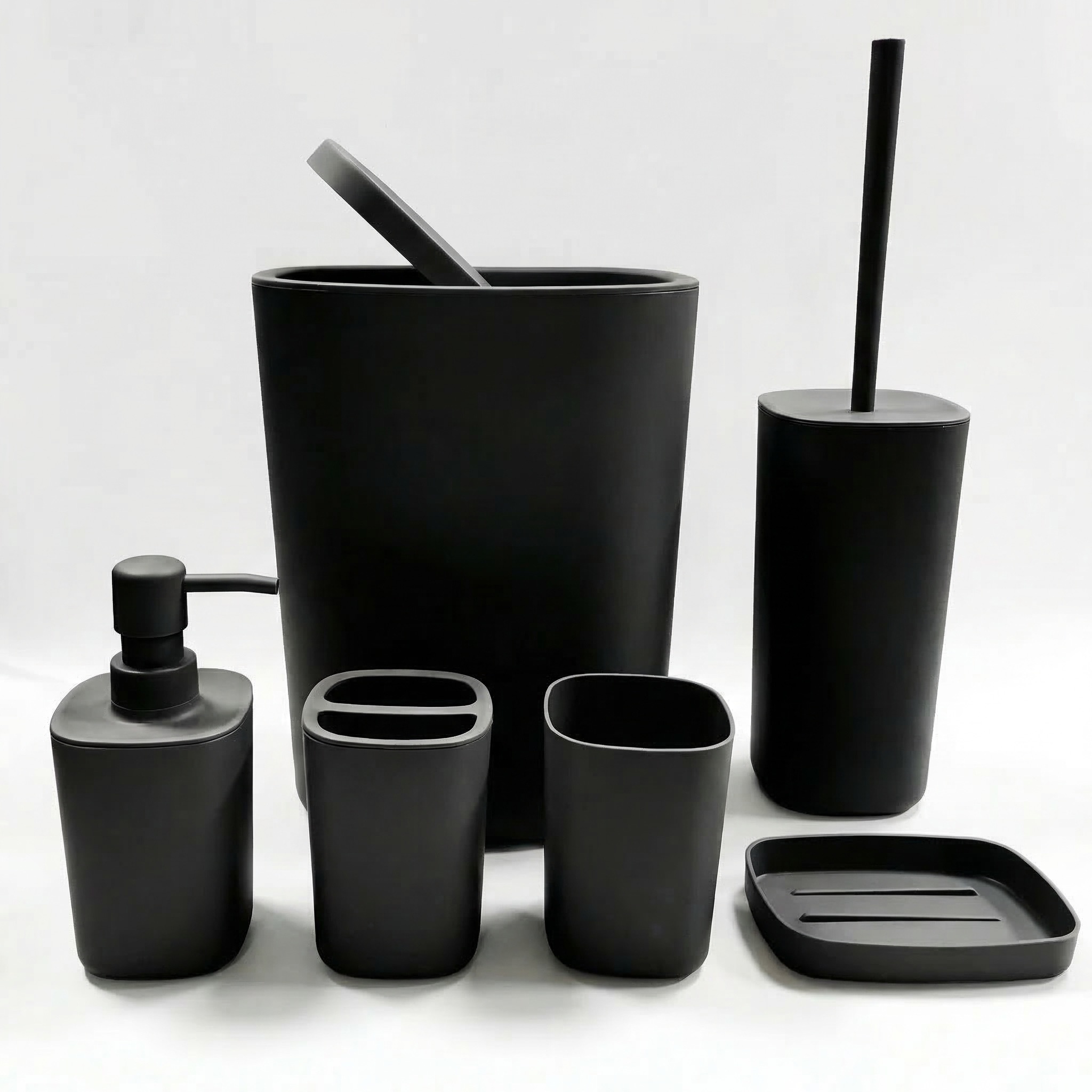 Zara Home Bathroom Set - 6-teiliges Badezimmer-Zubehör-Set, Badezimmer-Accessoires mit Toilettenbürste, Mülleimer,