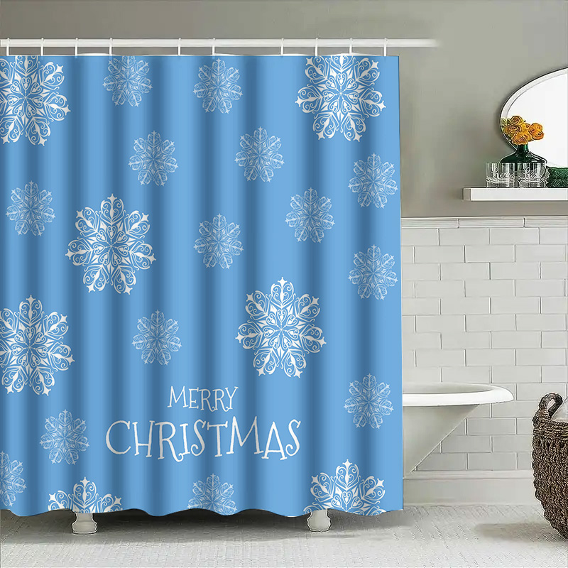 Home Bathroom Ideas - Weihnachts-Duschvorhang, Schneeflocke, blau, Badezimmer-Dekor, festliche Weihnachtsgeschenkidee,