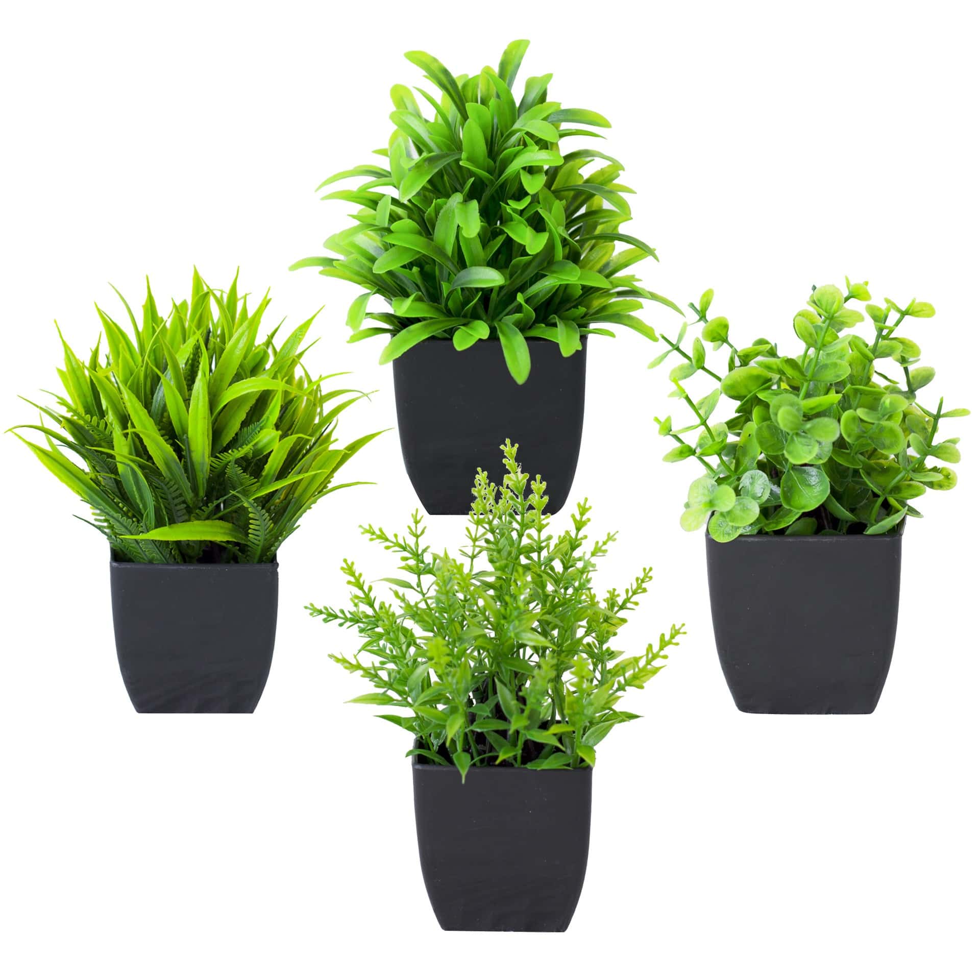 Home Bathroom Shelf - 1 Stück Realistische Mini-Eukalyptus-Topfpflanze mit Schwarzem