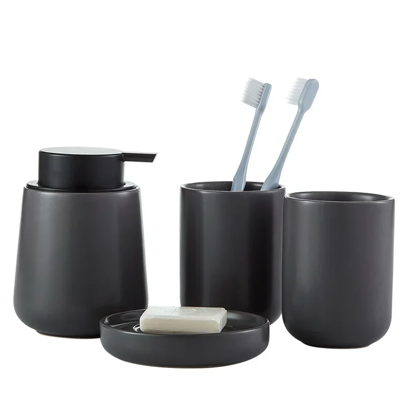 Zara Home Bathroom Set - Dunkelgrau Keramik Bad Lotion Flasche/Zahnbürste halter/mundwasser