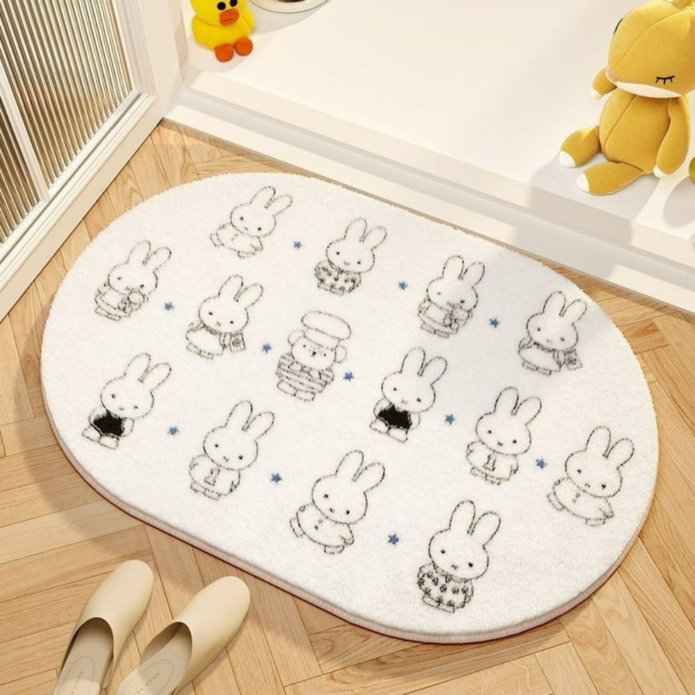 Home Bathroom Floor Mats - Miffy Cartoon-Bodenmatte, weiches Fußpolster aus Kaschmirimitat,