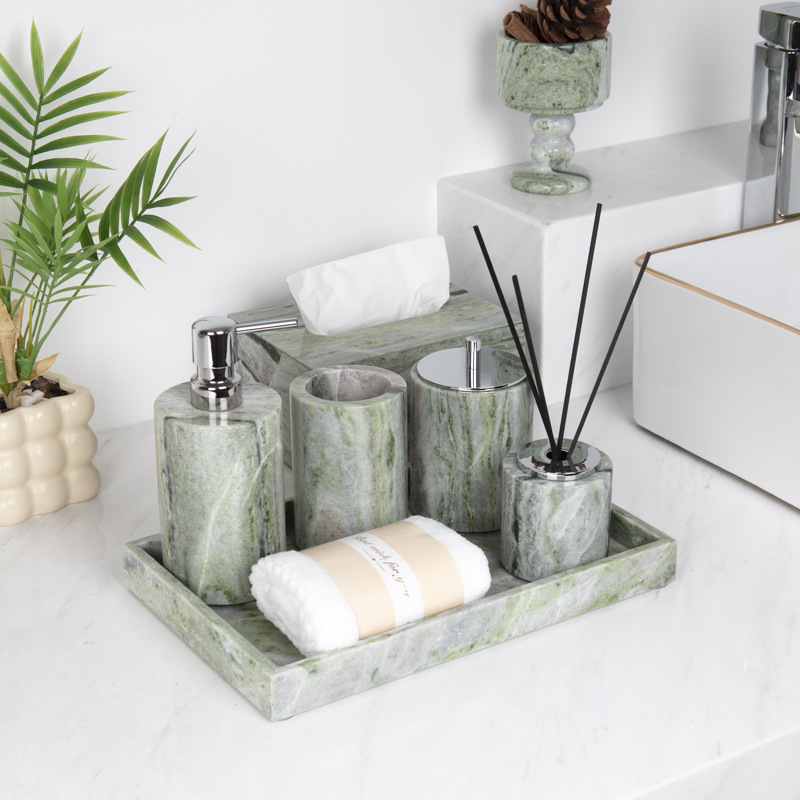 Zara Home Bathroom Set - Luxuriöses Marmor-Badezimmer-Set mit 6 Teilen für