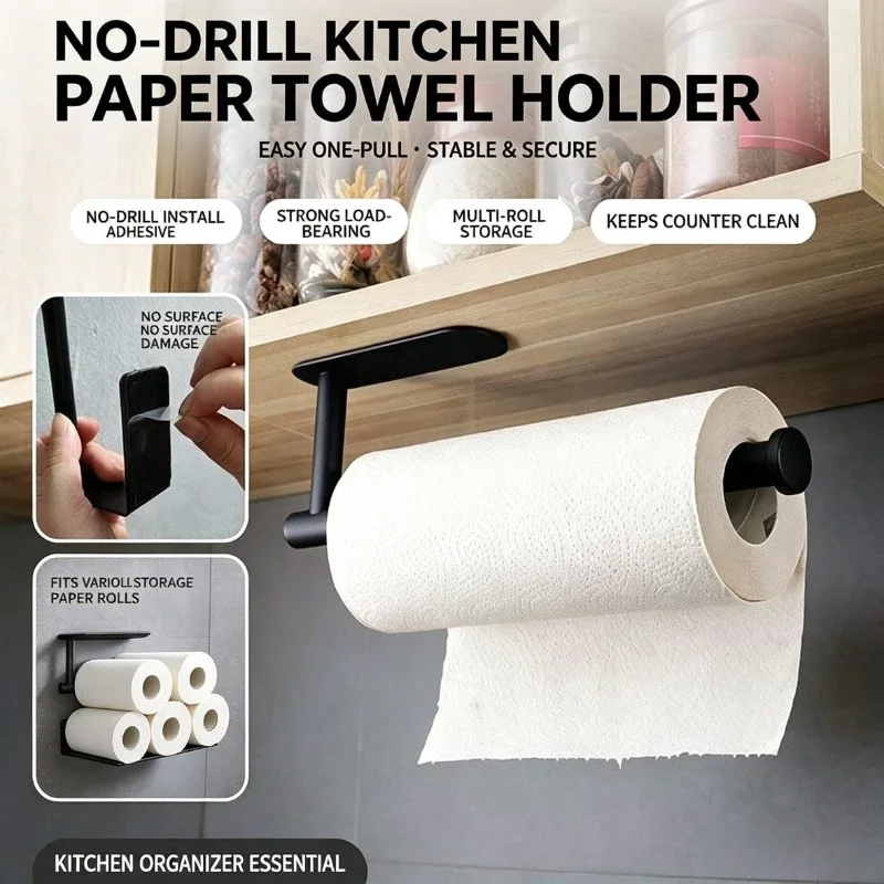 Home Bathroom Shelf - Papierrollenhalter, Handtuchhalter, Hängeregal, Badezimmer-Aufbewahrung, Toilettenregal, Küchenzubehör,