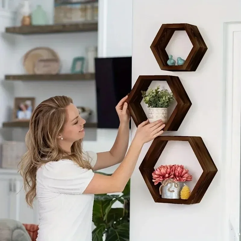 Home Bathroom Shelf - Neueste Modelle Sechseckiges schwebendes Wandregal, Sechseckiges