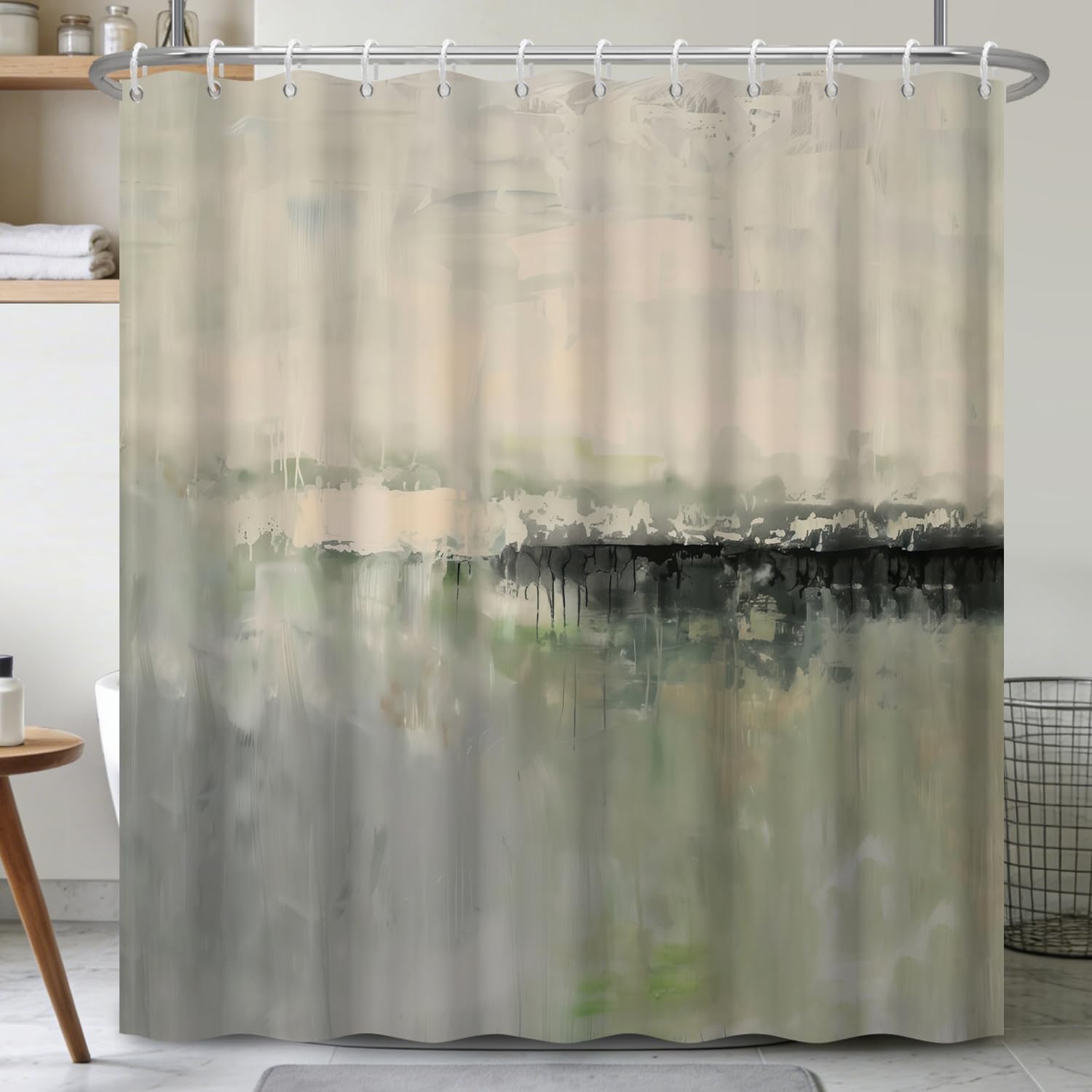 Home Bathroom Spa Ideas - Wasserdichter Abstrakter Aquarell-Duschvorhang Moderner Badezimmer-Duschvorleger Dekor
