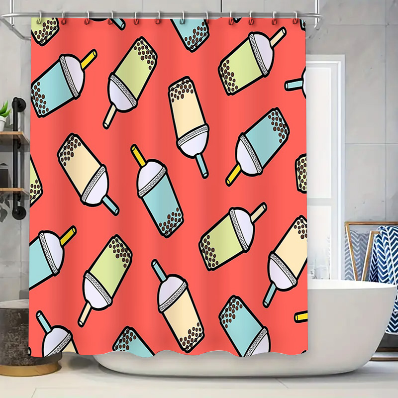 Home Bathroom Design Ideas - Einzigartiger Bubble-Tea-Duschvorhang, niedliches Boba-Tea-Dekor, Badezimmer, modernes