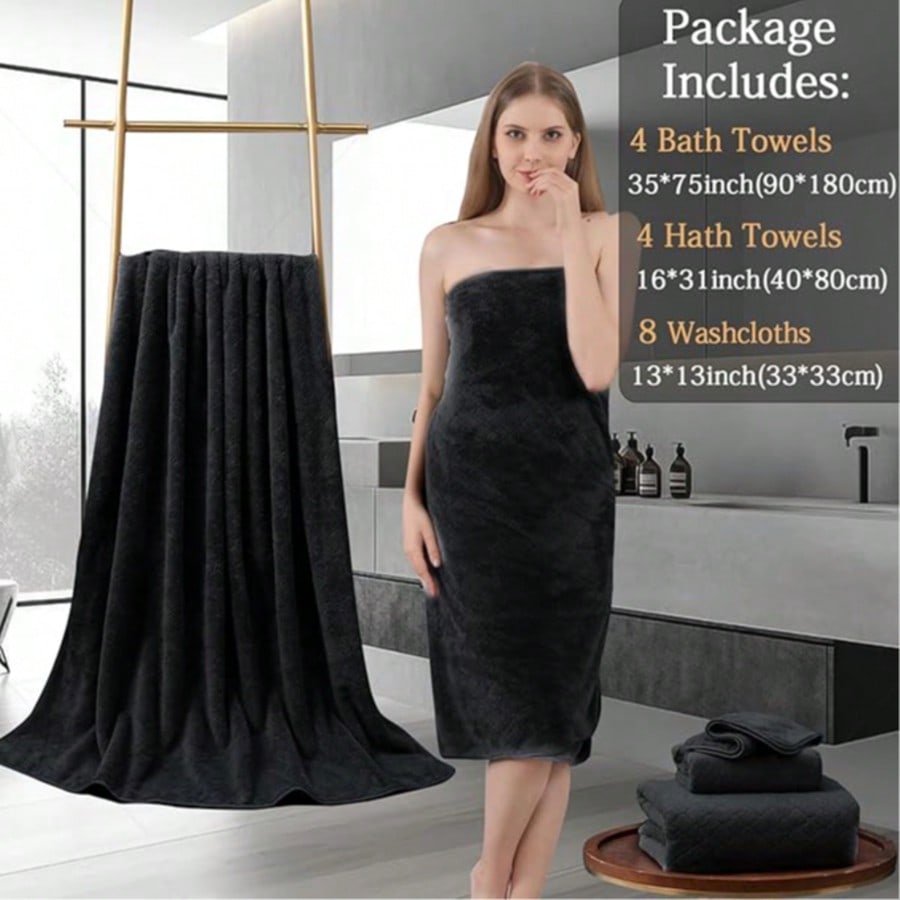 Home Bathroom Spa - Übergroßes Badetuch-Set, luxuriöses, modernes Badetuch-Set, einfarbig,