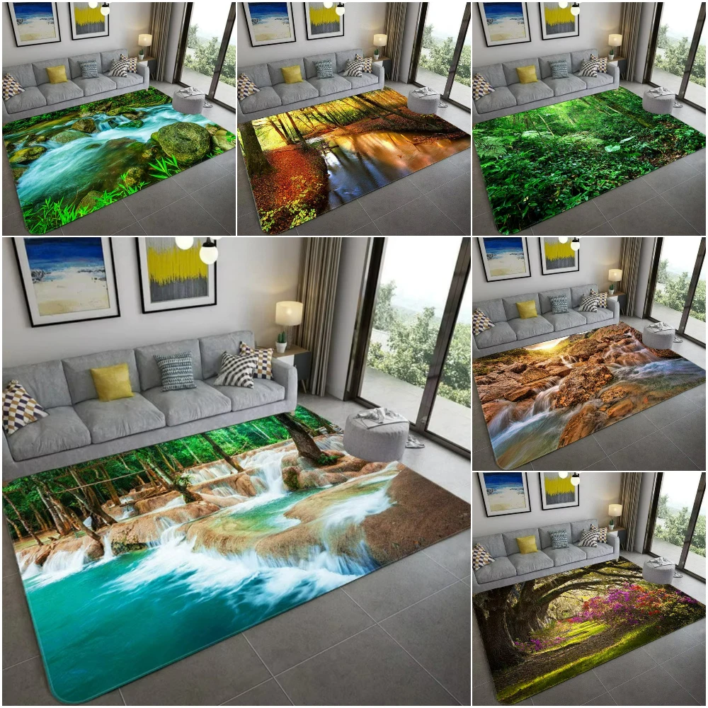 Home Bathroom Ideas - Von der Natur inspirierter 3D-Landschaftsteppich, weicher