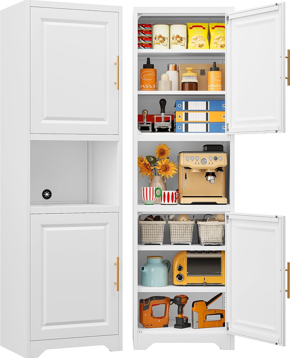 Home Bathroom Shelf - 67 Zoll hoher, schmaler Aufbewahrungsschrank mit