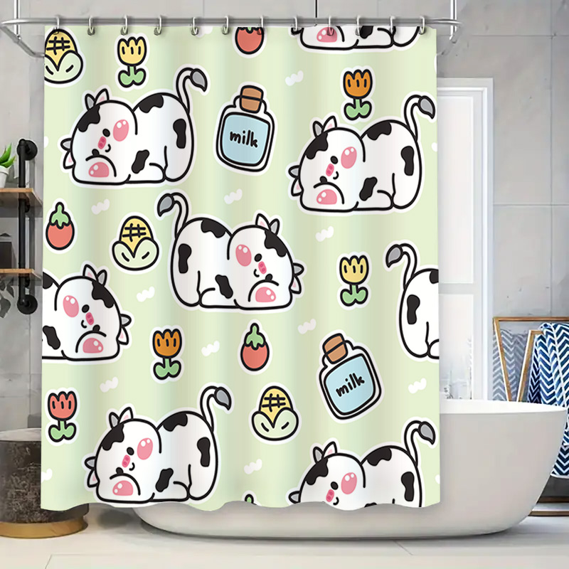 Home Bathroom Design Ideas - Entzückender Duschvorhang mit Kuhmuster für Badezimmerdekoration
