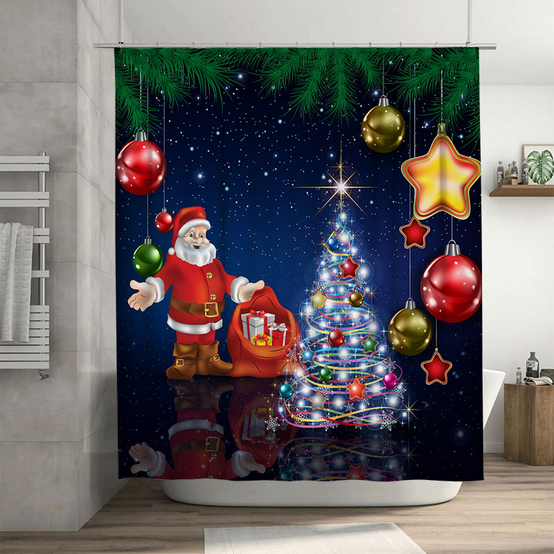 Home Bathroom Ideas - TU Weihnachts-Duschvorhang, Weihnachtsmann, festlicher Urlaub, Badezimmer-Dekor,