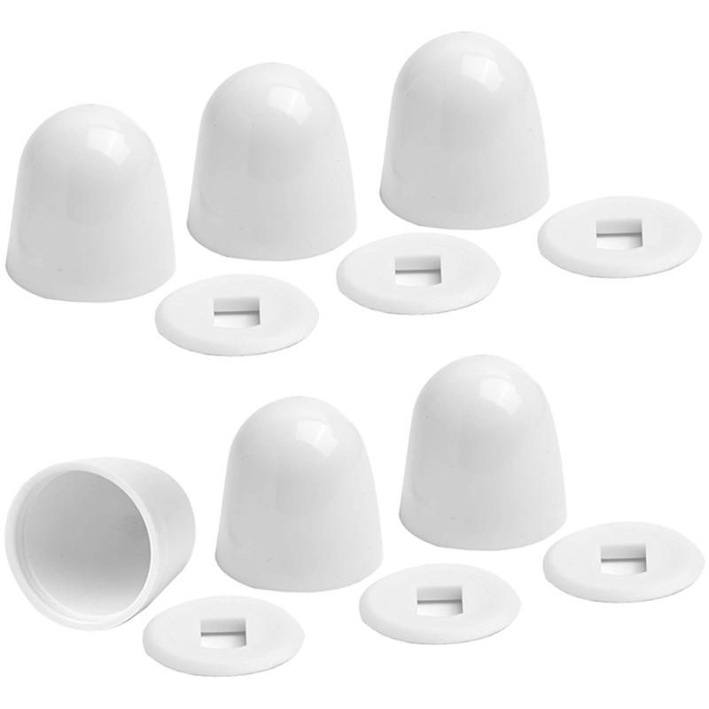 Jet Home Bathroom Accessories - 6 Stück weiße WC-Bolzenkappen für Zuhause,