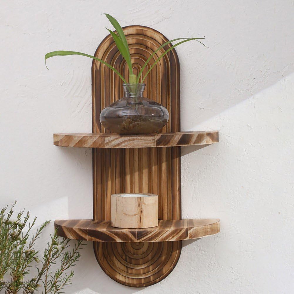 Home Bathroom Shelf - Böhmisches Regenbogen-Wandregal, 2-stufiges Holzregal, schwebende Ablagen,