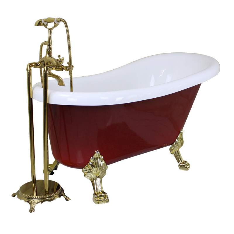 Home Bathroom Spa - Freistehende Badewanne, Acryl-Farbige Klauenfuß-Badewanne, Europäischer Vintage-Stil
