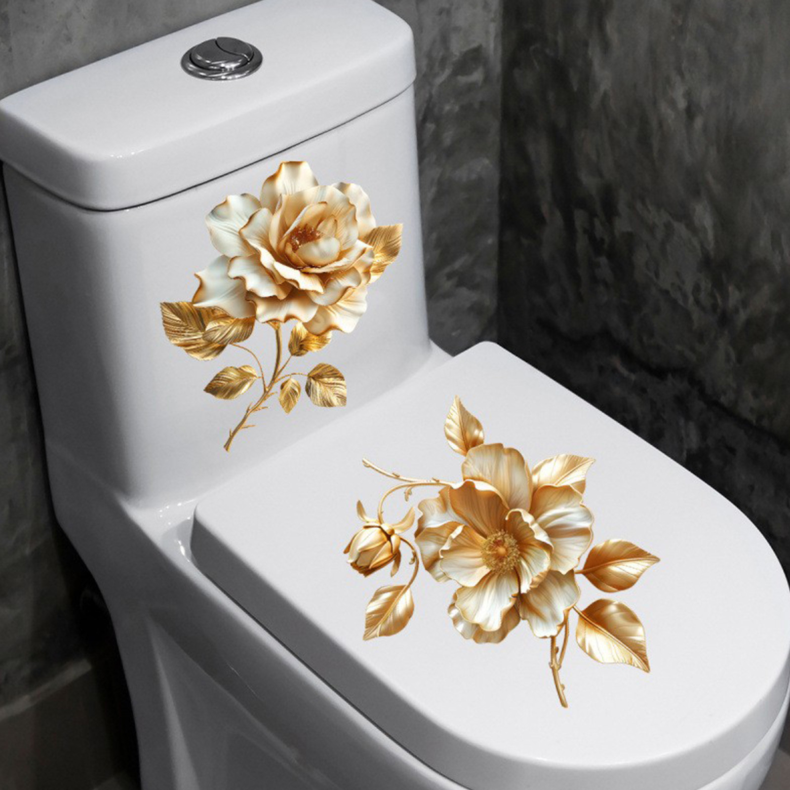 Home Of The Year Bathroom - 2 Stück florale Toilettenaufkleber, um Ihrem