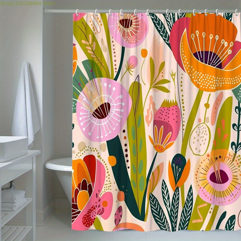 Lebendiger Blumenmuster-Duschv – Home Bathroom Design Ideas Bewertung und Preis