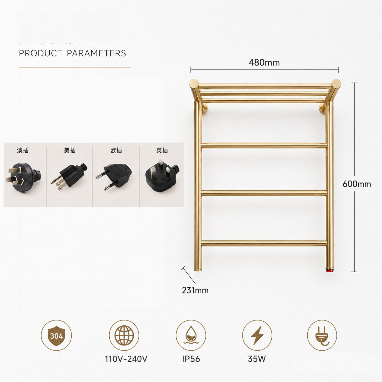 2026 Neuer Goldener Wandmontie – Home Bathroom Shelf Bewertung und Preis