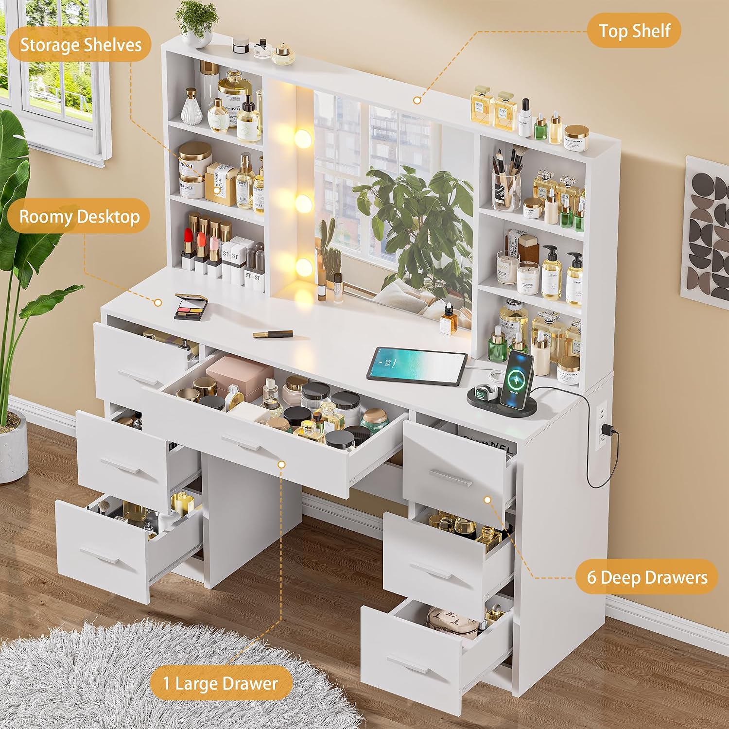 Großer Schminktisch mit LED-Sp – Home Outlet Bathroom Vanity Bewertung und Preis