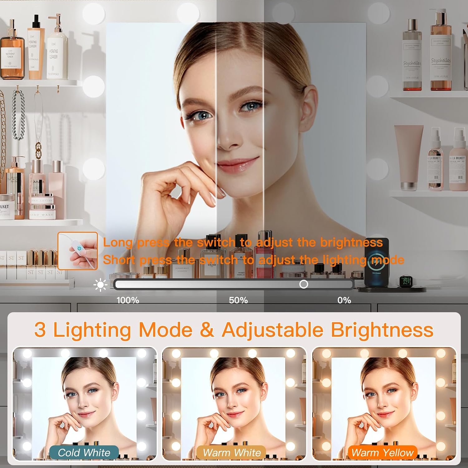 Großer Schminktisch mit LED-be – Home Outlet Bathroom Vanity Bewertung und Preis