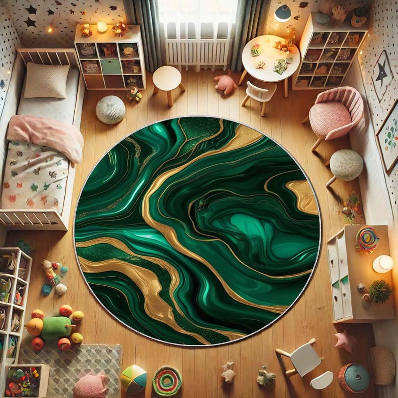 Smaragdgrüner runder Teppich,  – Home Bathroom Design Ideas Bewertung und Preis