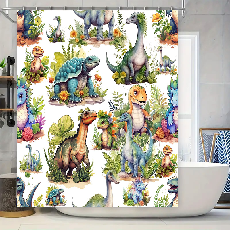 Bunter Dinosaurier-Duschvorhan – Home Bathroom Design Ideas Bewertung und Preis