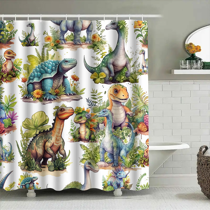 Bunter Dinosaurier-Duschvorhan – Home Bathroom Design Ideas Bewertung und Preis