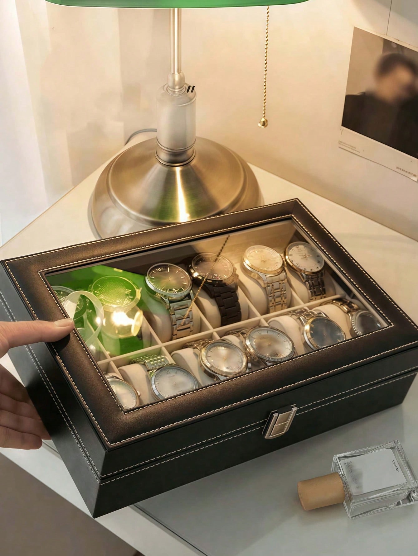 Leder-Uhrenbox mit Schloss, Gr – Home Bathroom Vanity Bewertung und Preis