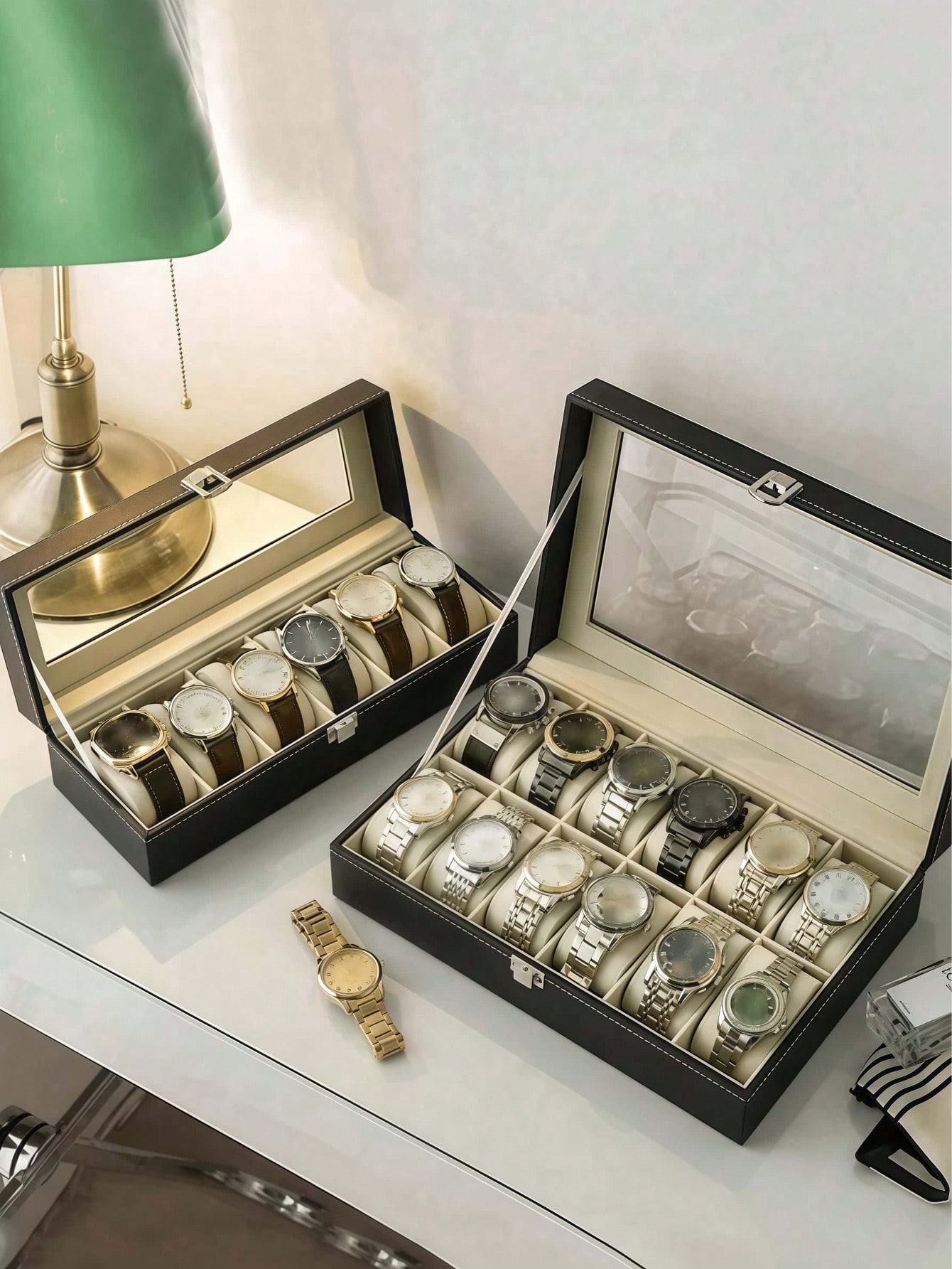 Leder-Uhrenbox mit Schloss, Gr – Home Bathroom Vanity Bewertung und Preis