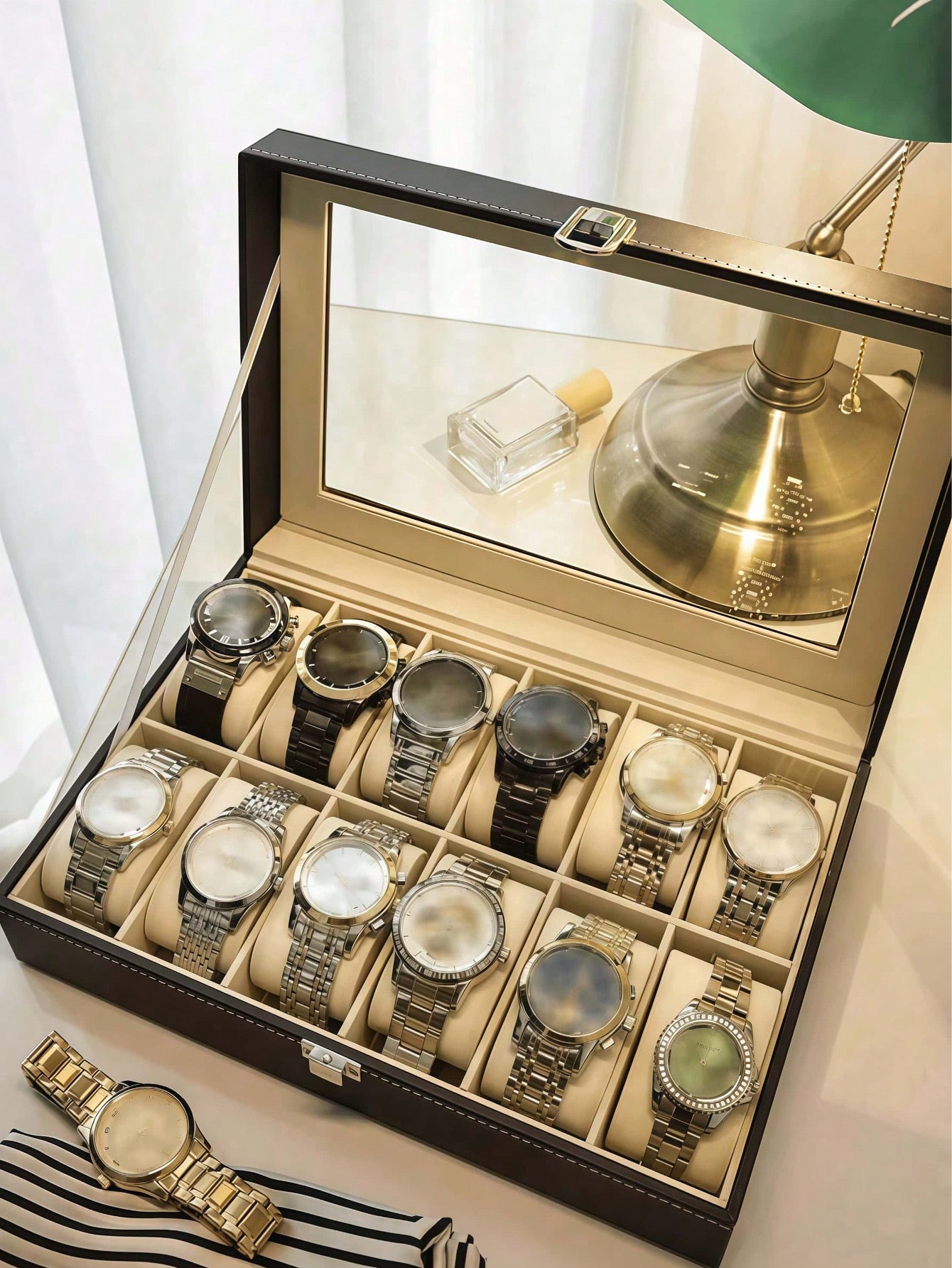 Leder-Uhrenbox mit Schloss, Gr – Home Bathroom Vanity Bewertung und Preis