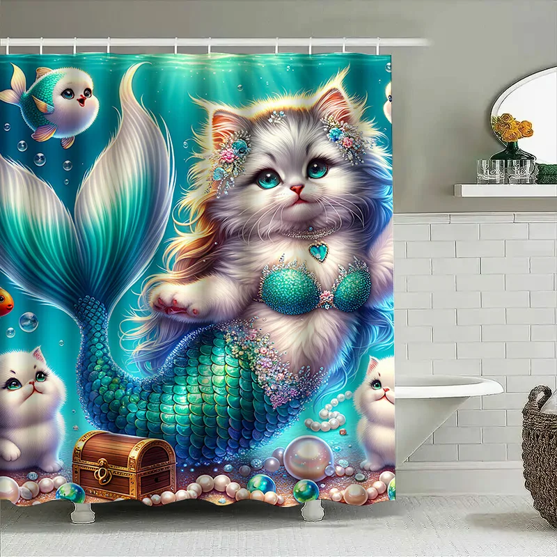 Duschvorhang Meerjungfrau Katz – Home Bathroom Ideas Bewertung und Preis