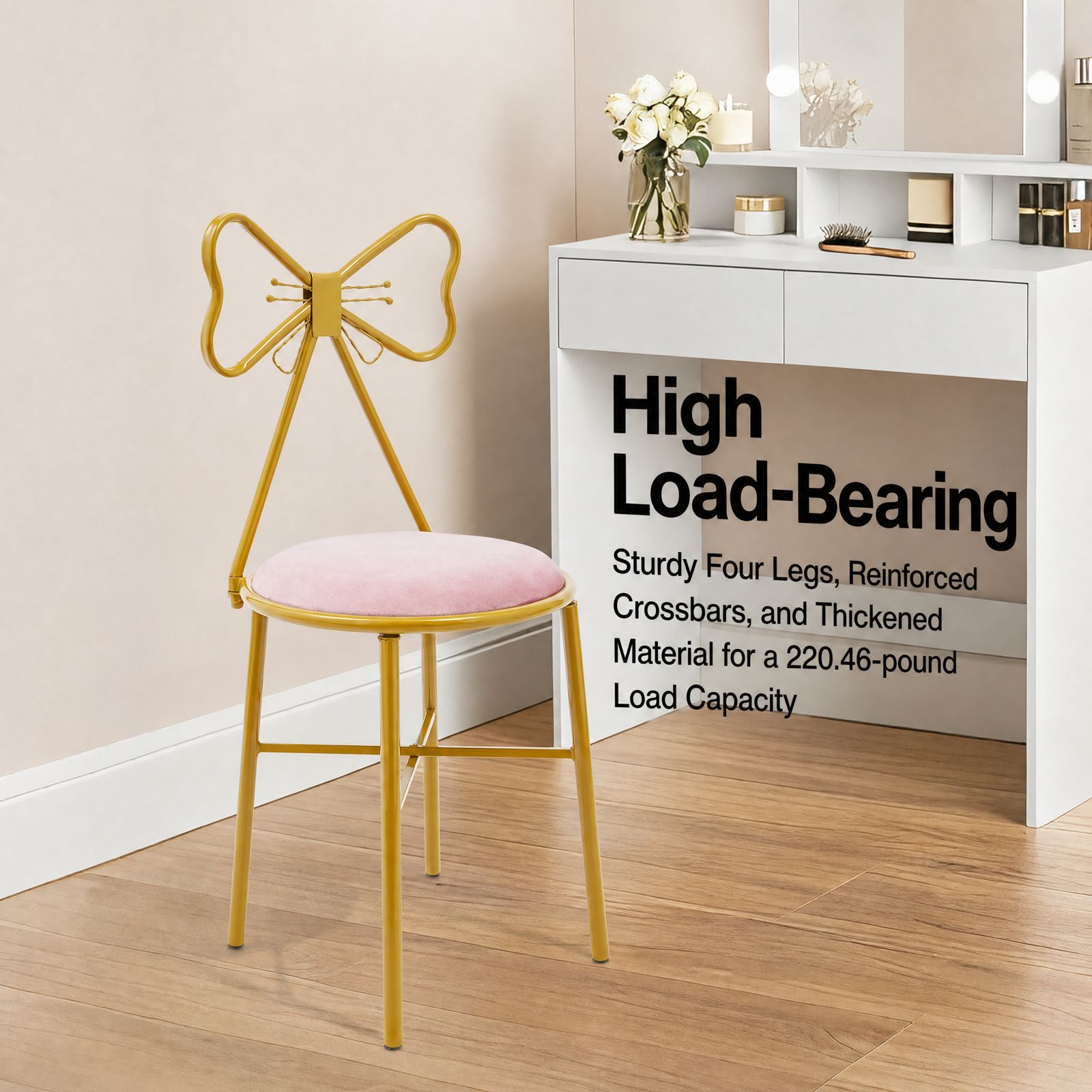 Rosa Schmetterling-Schminkstuh – Home Bathroom Vanity Bewertung und Preis