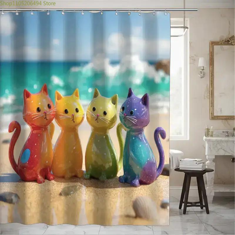 Bunter Regenbogen-Katzen-Dusch – Home Bathroom Design Ideas Bewertung und Preis