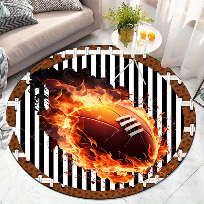 Flaming Football Runder Teppic – Home Bathroom Ideas Bewertung und Preis