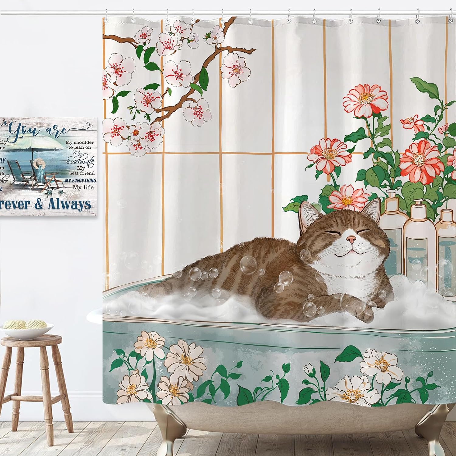 Ästhetischer Katzen-Blumen-Aqu – Home Bathroom Spa Ideas Bewertung und Preis